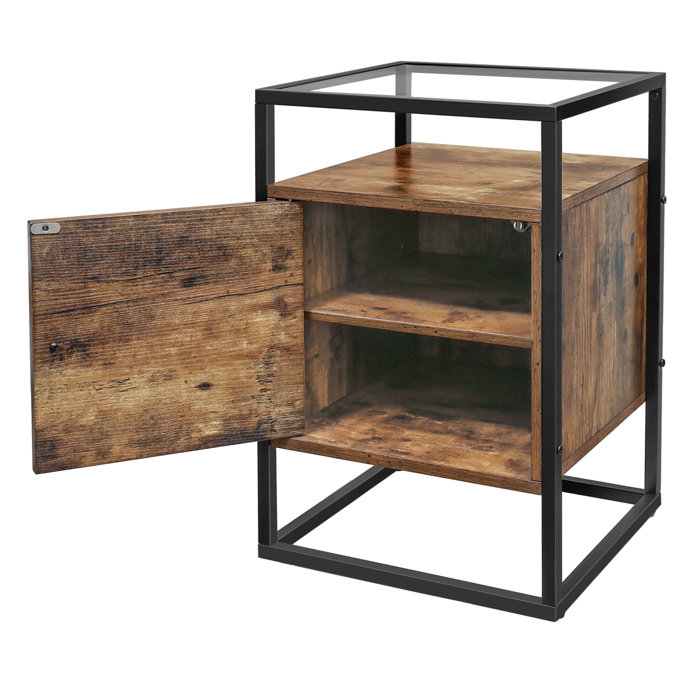 17 Stories Hornbeck Glass Top Frame End Table with Storage & Reviews